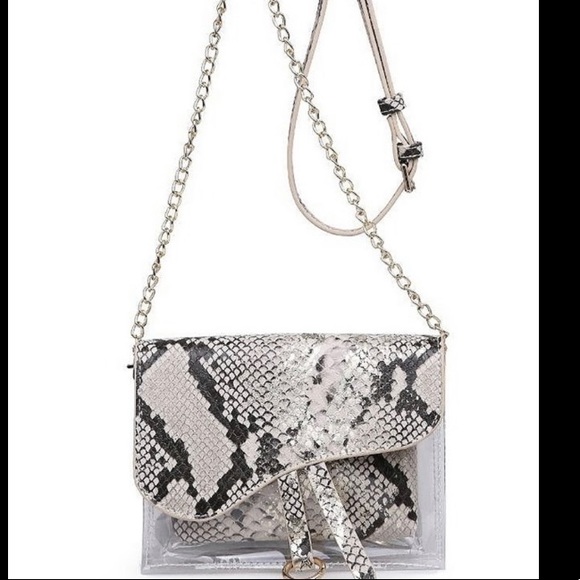 Urban Expressions Handbags - Clear Crossbody Purse w/ Insert in Snakeskin print. NWOT